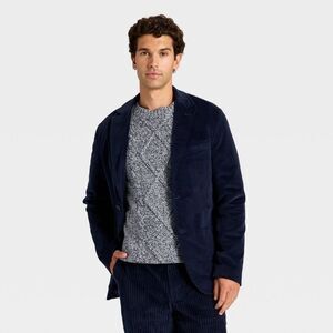 Open Box - Houston White -  Men's Velvet Blazer - Blue L Blue